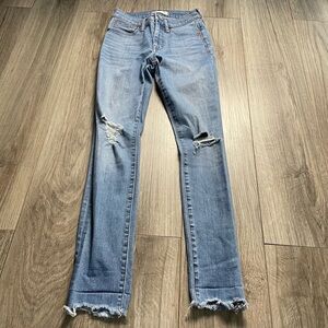 Madewell 9" High-Rise Skinny Jeans Torn-Knee Edition 24‎